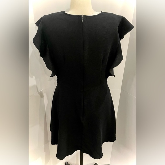 Who What Wear Fit & Flare Sleeveless with Ruffle Detail Dress, Black, Size Large - Picture 6 of 7